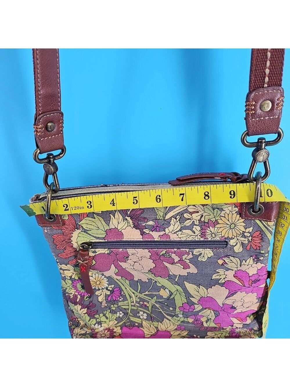 🌿 Sakroots Patchwork Canvas & Leather Crossbody - Picture 13 of 15